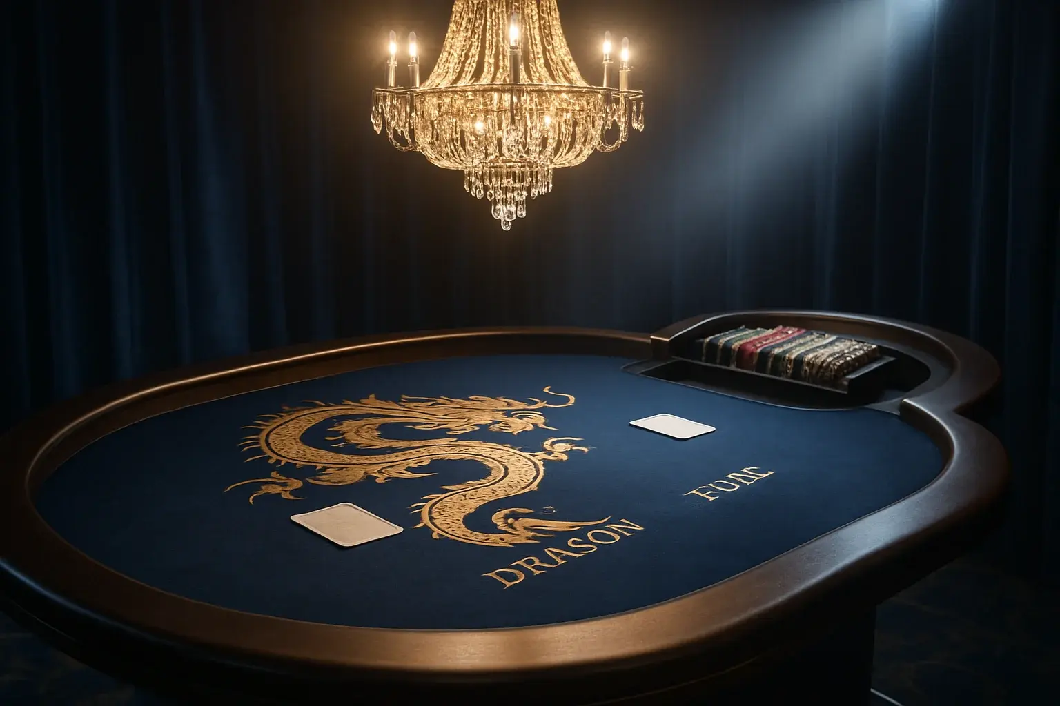 Wide shot of live Dragon Tiger table in Philippine casino studio